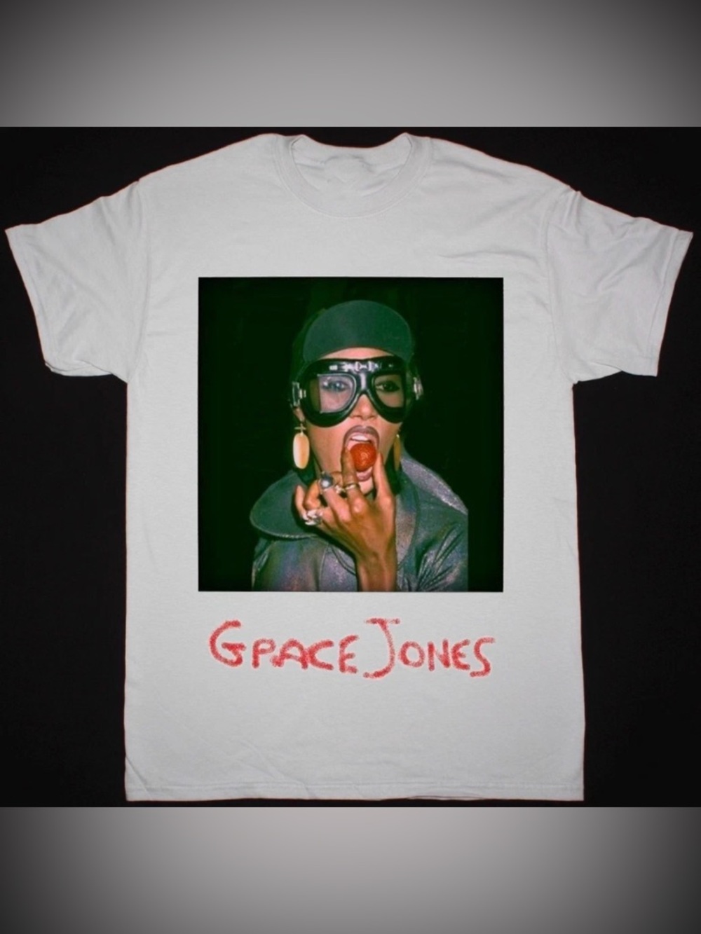 Grace Jones White Graphic Tee - Portrait Print
